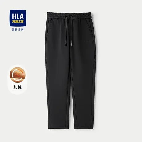 HLA/海澜之家三体休闲裤25秋冬新款系带直筒加绒保暖弹力裤子男士商品大图