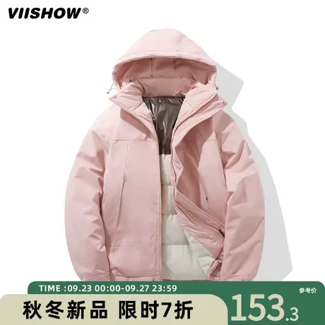 VIISHOW保暖宽松户外棉服2023冬季新款潮流男生工装登山连帽外套商品大图