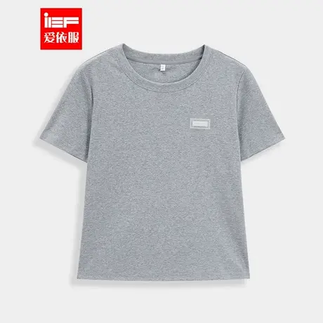 IEF/爱依服短袖上衣2025夏秋新款韩版简约纯色通勤百搭正肩T恤图片