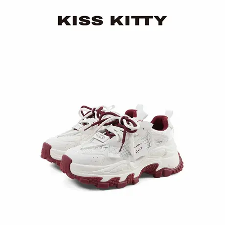 【呼呼专享】KISSKITTY新款厚底老爹鞋拼色增高透气百搭休闲鞋通商品大图