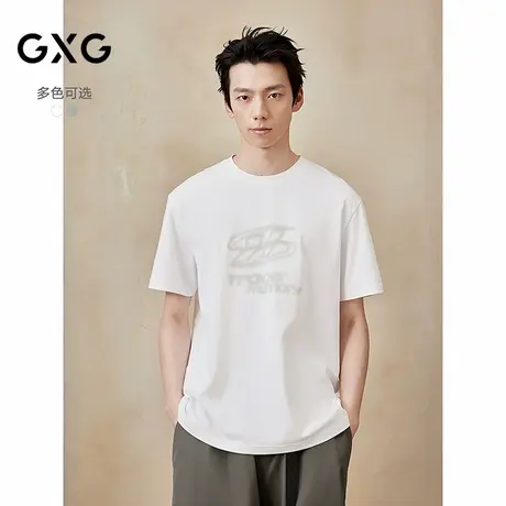 GXG男装 圆领T恤大图案印花短袖针织 2025年夏季新品G25X442054商品大图