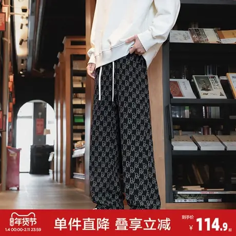 唐狮2025秋冬季新款字母印花休闲裤男时尚百搭宽松直筒长裤子男GT商品大图