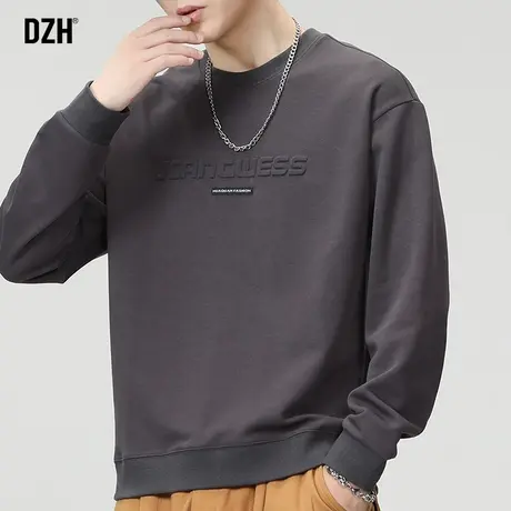 男士美式钢印卫衣男春秋季潮牌圆领2023新款长袖上衣男款休闲外套商品大图