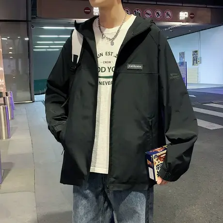 唐狮春秋新款夹克男士休闲青少年学生外套工装上衣潮流男装帅气图片