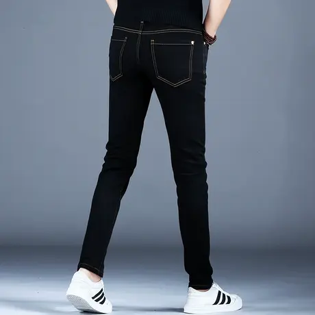 秋款高档商务休闲牛仔裤男款小脚修身新款潮流裤子男士休闲裤弹力商品大图