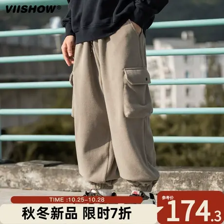 VIISHOW冬季摇粒绒保暖束脚裤高街休闲裤痞帅宽松潮流百搭裤子男商品大图