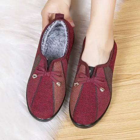 老北京布鞋女冬季外穿加绒加厚奶奶鞋冬天软底防滑中老年妈妈棉鞋商品大图