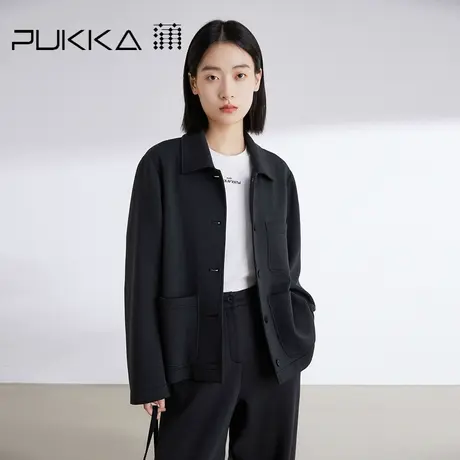 蒲PUKKA 极简运动空气层外套女2024春装新款翻领宽松休闲上衣图片