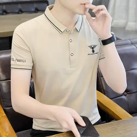 夏季薄款短POLO衫男士简约纯棉潮牌百搭休闲大码T恤衫上衣打底衫商品大图