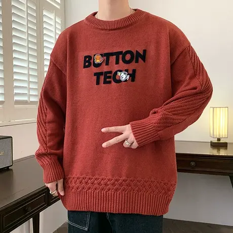 2023秋冬毛衣男士潮流加厚保暖潮牌青少年针织衫学生线衣长袖外套商品大图