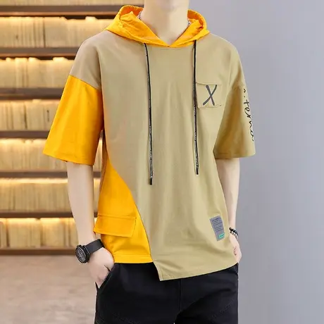 夏季薄款潮牌短袖t恤男青少年学生打底衫潮流帅气夏装体恤上衣服商品大图