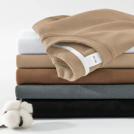 300g重磅德绒打底衫长袖t恤男秋冬保暖内搭上衣服双面绒纯色体恤商品大图