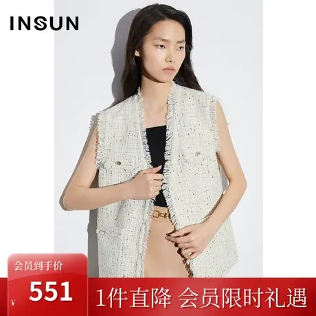 恩裳COVER2023春款新款时髦率性T型直筒版型小香风流苏手工感马甲商品大图