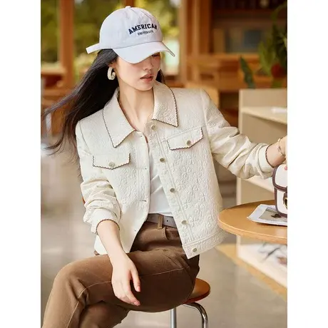 时尚气质休闲短款外套2023年秋季新款淑女温柔宽松显瘦通勤上衣商品大图