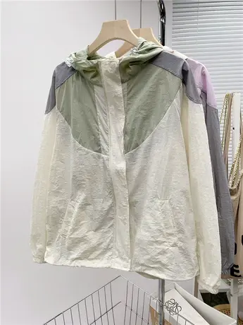 连帽防晒衣女款2023夏季新款休闲宽松薄款冲锋衣外套开衫防晒服女图片