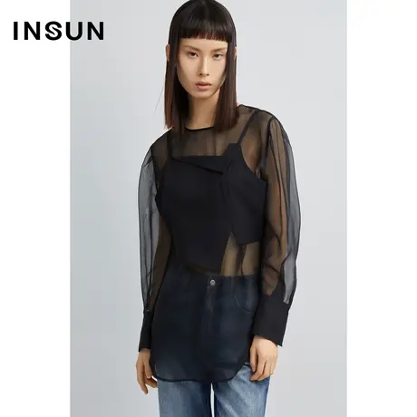 INSUN恩裳秋季透视罩衫背心衬衫图片