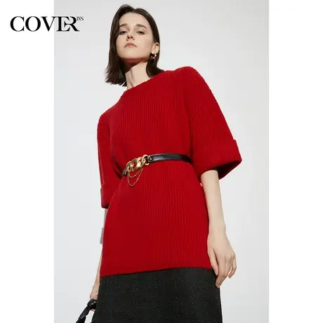 COVER春季建筑感几何羊毛针织衫图片