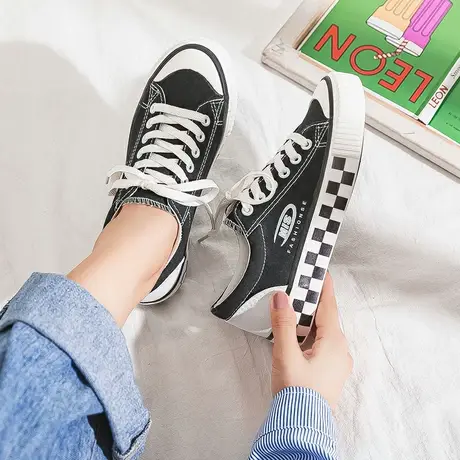 帆布鞋女ulzzang百搭2021年新款夏季薄款板鞋ins潮小众设计感板鞋商品大图