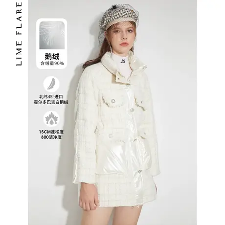 【鹅绒】莱茵秋冬奥莱新款廓形精工小香风羽绒服中长加厚外套时尚图片