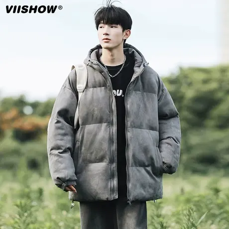 VIISHOW麂皮绒连帽棉服男冬季加厚保暖棉袄男生羽绒棉衣外套冬商品大图