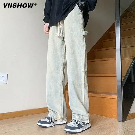 VIISHOW裤子男2024春季新品美式复古vibe裤子修身直筒工装休闲裤商品大图