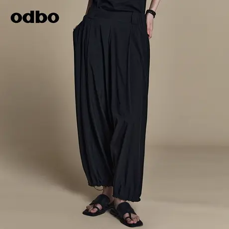 odbo 弹力/轻/顺滑/亲肤动感面料 藏肉显瘦垂坠感休闲裤 女 垮裤图片