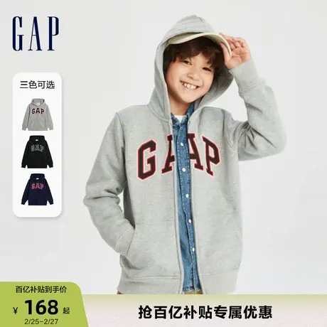 【断码优惠】Gap男童秋冬LOGO碳素软磨抓绒卫衣儿童装上衣794439商品大图