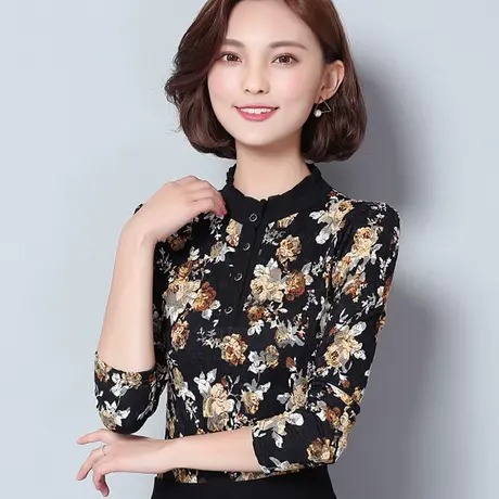 蕾丝打底衫女长袖2023新款春秋装欧货蕾丝衫秋衣冬季加绒保暖上衣商品大图