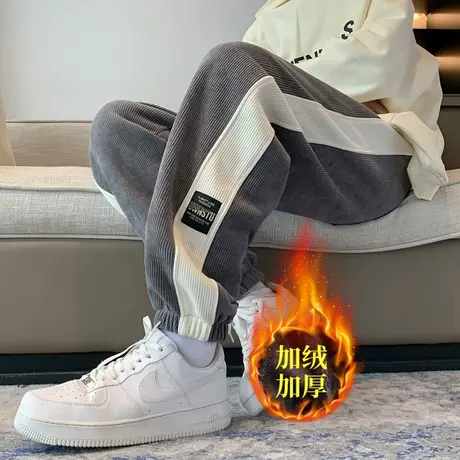 保暖重磅加厚加绒裤子男秋冬2023新款宽松休闲长裤美式运动卫裤潮商品大图