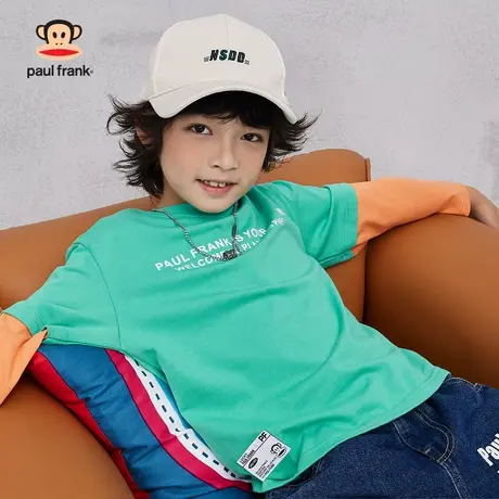 大嘴猴童装春秋T恤2024春秋款新品男童中大童休闲圆领纯棉打底衫商品大图