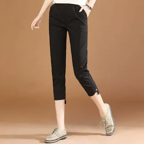 韩潮袭人松紧腰七分休闲裤女2023夏季新款修身显瘦小脚哈伦裤薄款商品大图
