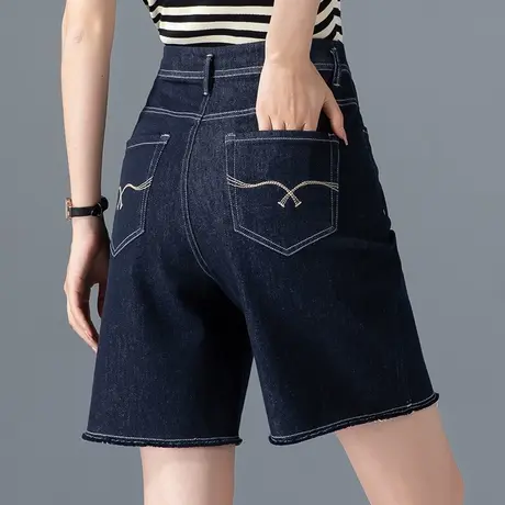 高腰牛仔短裤女2023年新款夏季薄款五分裤直筒a字中裤阔腿5分裤夏商品大图