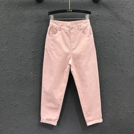 2023秋季新款百搭休闲减龄小脚老爹裤潮显瘦高腰弹力牛仔哈伦裤潮商品大图