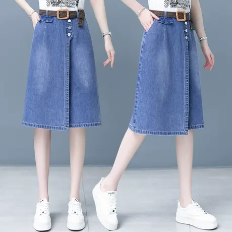 高腰牛仔半身裙女2023夏季新款韩版百搭时尚洋气显瘦薄款阔腿裙裤图片