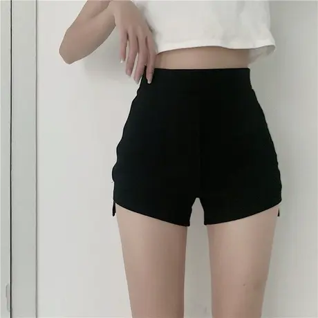 超高腰黑色紧身休闲短裤女夏辣妹网红显瘦修身弹力打底热裤子薄款图片