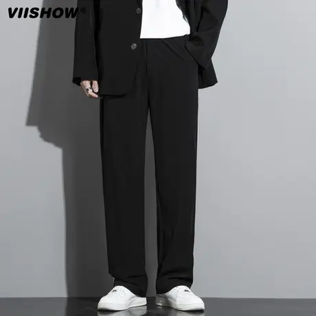 VIISHOW裤子男高级感春秋垂感运动直筒裤宽松坠感阔腿百搭休闲裤商品大图