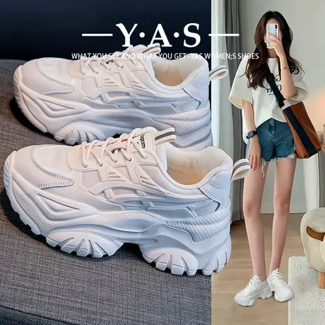 厚底老爹鞋女2023新款秋冬季增高小白休闲运动显脚小时尚2024春爆商品大图