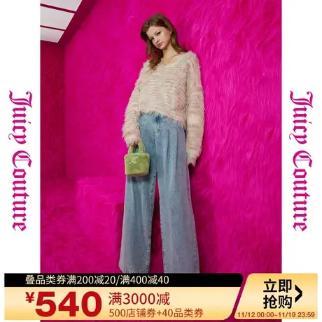Juicy Couture橘滋秋女2023年新款休闲压印折裥阔腿牛仔裤商品大图