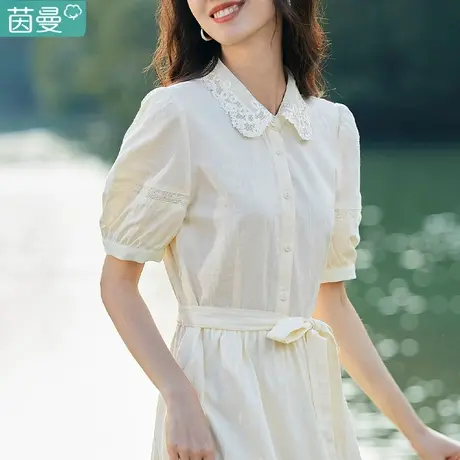 茵曼法式洋气连衣裙2023夏季女装新款纯棉裙子质感高级感温柔减龄图片