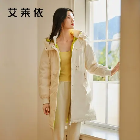 艾莱依时尚风衣羽绒服女中长款2022新款设计感小众气质冬季外套女商品大图