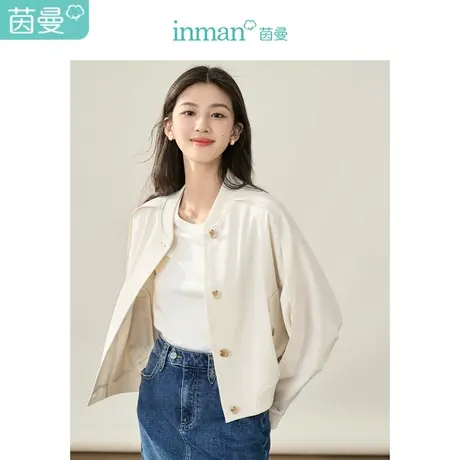 【商场同款】茵曼设计感外套2023秋季女装新款立领长袖宽松夹克商品大图
