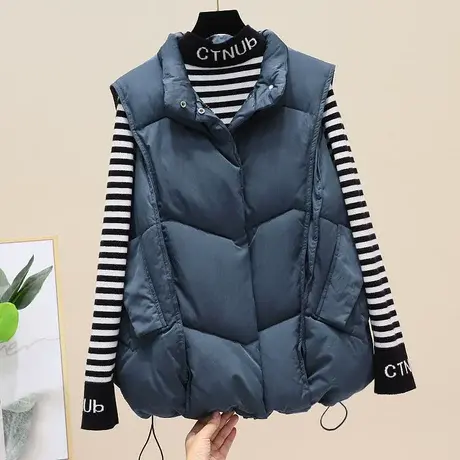 秋冬季款黑色羽绒棉加厚保暖面包服马甲女外穿潮外搭小众欧货马夹图片