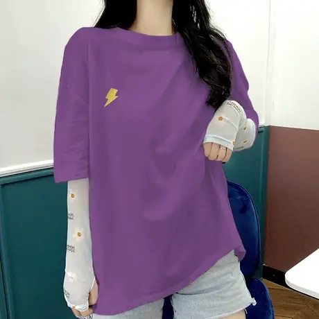 2023年新款春夏季别致小众设计感情侣女装上衣服正肩短袖t恤潮ins图片