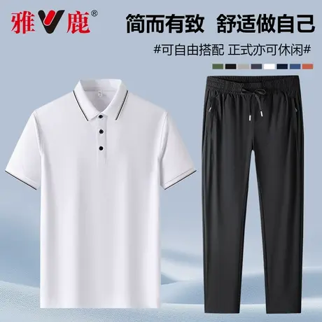 雅鹿短袖t恤男士夏季翻领商务体恤宽松半袖polo衫休闲父亲节礼物商品大图