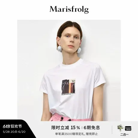 【30周年限定系列】玛丝菲尔2025夏季款圆领海鸥时尚刺绣印花T恤商品大图