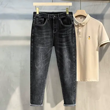 牛仔长裤男潮牌宽松直筒裤子男韩版潮流男士牛仔裤春秋2023年新款图片