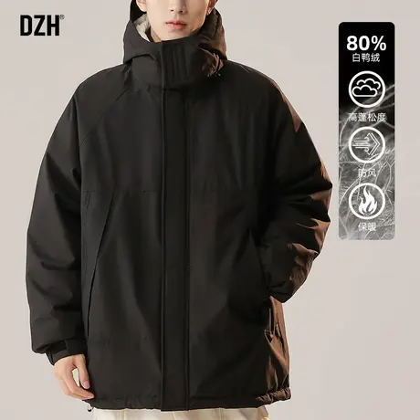 男士黑色工装羽绒服男款冬季冲锋衣羽绒外套冬装上衣2025新款男装商品大图