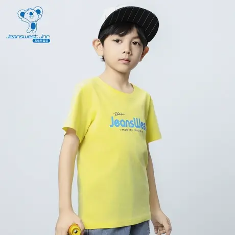 JJ真维斯童装夏季款 简约英文印花男童短袖纯棉T恤上衣图片