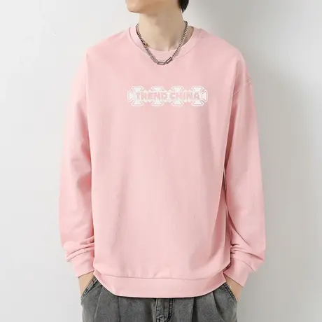 380g重磅纯棉卫衣男潮ins宽松潮流百搭秋季摇粒绒无帽圆领长袖t恤商品大图