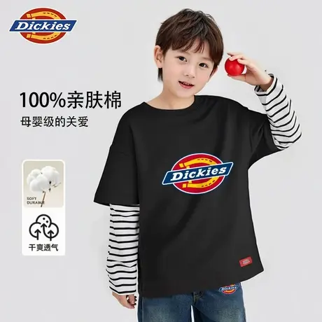 Dickies童装男童长袖t恤男孩纯棉拼接体恤儿童美式潮牌秋季上衣A商品大图